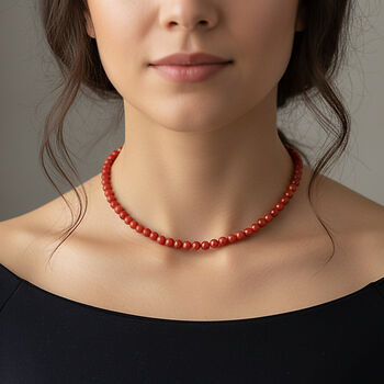 Rote Jade 45+5cm Halskette - 80 ct.