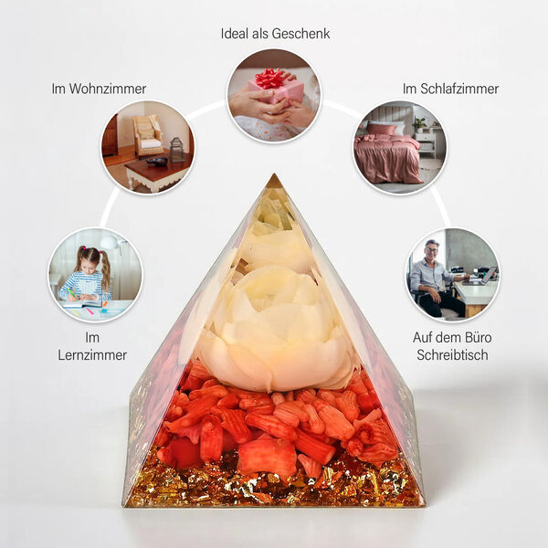 Energie-Edelstein Pyramide mit Rosenquarz, 6x6x6 cm image number 5