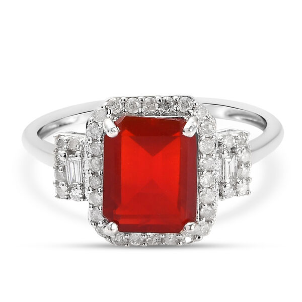 Mexikanischer Kirschfeuer-Opal und Diamant-Ring - 1,89 ct. image number 0