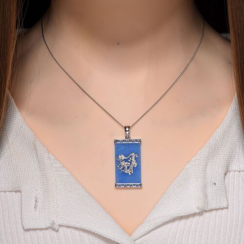 Blaue Jade Schmuckset 925 Silber platiniert, 925 Silber rhodiniert ca. 16,86 ct. image number 1