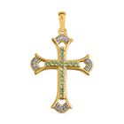 Natürlicher Merelani-Mint Granat und weißer Zirkon Kreuz-Anhänger, 925 Silber Gelbgold Vermeil ca. 0.50 ct image number 0