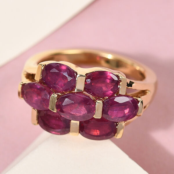 Afrikanischer Rubin (Fissure gef&uuml;llt) Ring 925 Silber vergoldet image number 4