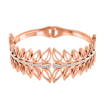 Wei&szlig;er Kristall Armreif ca. 19 cm Reiner Edelstahl IP Rosa Plattierung