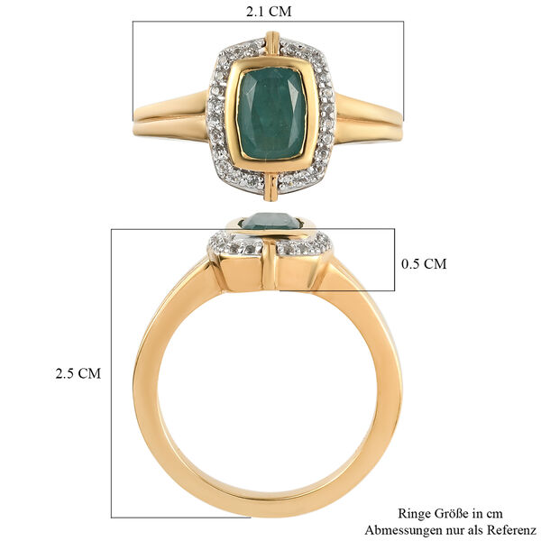 Blaugrüner Grandidierit und Zirkon Ring 925 Silber vergoldet  ca. 1,20 ct image number 7