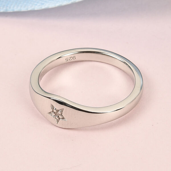 Diamant Stern Ring 925 Silber Platin-&Uuml;berzug image number 2