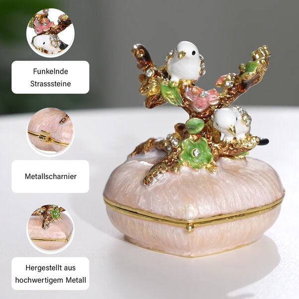 Emaillierte Schmuckbox in Herzform, 5,5x5,5cm, Braun image number 4