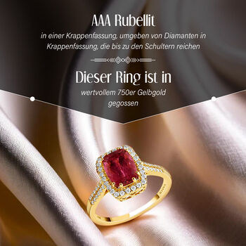 ILIANA AAA Rubellit und Diamant Ring in 750 Gelbgold - 2,30 ct.