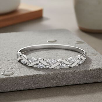 Wei&szlig;er Zirkonia, KokosnussMuschel Armreif ca. 19 cm Nickelfreies Messing