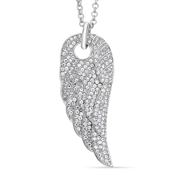 Wei&szlig;er Kristall-Fl&uuml;gel-Anh&auml;nger mit Kette - 10 ct.