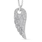 Weißer Kristall Flügel-Anhänger mit Kette, silberfarben