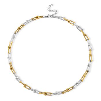 Designer inspiriert - Bicolor Halskette ca. 50 cm + 5 cm Extender, 316L Edelstahl ca. 46,90g