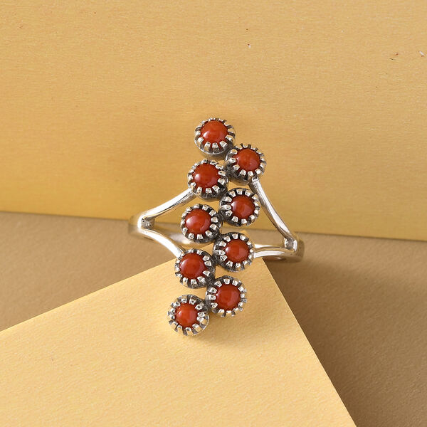 Korallen-Ring, 925 Silber platiniert  ca. 0,94 ct image number 7