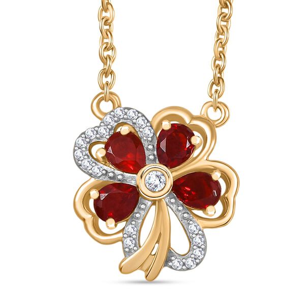 D'Joy AA mexikanische Kirschfeuer-Opal und Zirkon Halskette, 45 cm - 0,60 ct.