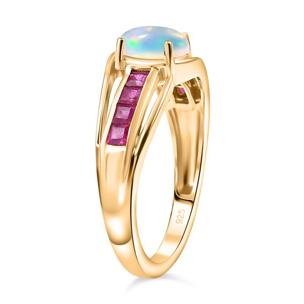 AA Natürlicher, äthiopischer Welo Opal und afrikanischer Rubin Ring - 1 ct. image number 4