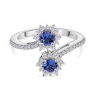 Tansanit, Weißer Zirkon Ring 925 Silber rhodiniert (Größe 20.00) ca. 1,06 ct