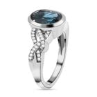 London Blau Topas und weißer Zirkon Ring, 925 Silber platiniert (Größe 18.00) ca. 4.55 ct image number 4