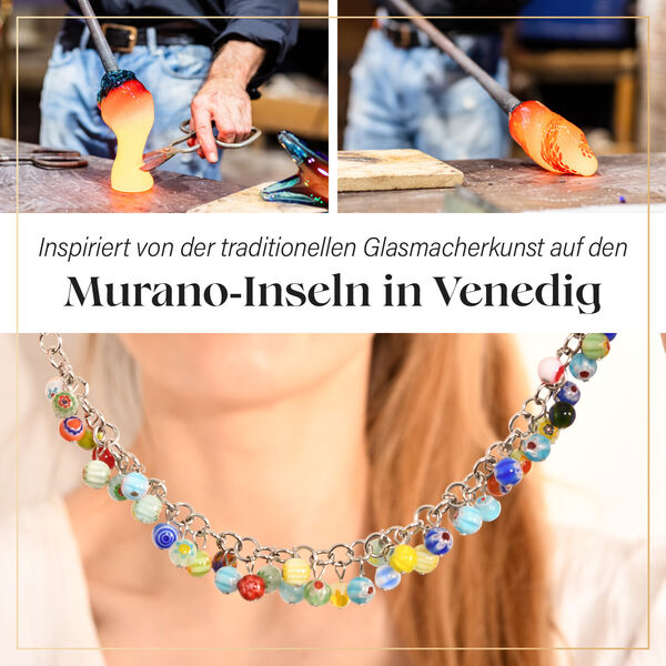 Mehrfarbiges Armband/ Fußkettchen im Murano-Stil, 19+10cm image number 4