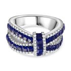 JCK Vegas Designer Schmuck Blauer Zirkonia, Weißer Zirkonia Ring 925 Silber rhodiniert (Größe 16.00) 3.06 ct