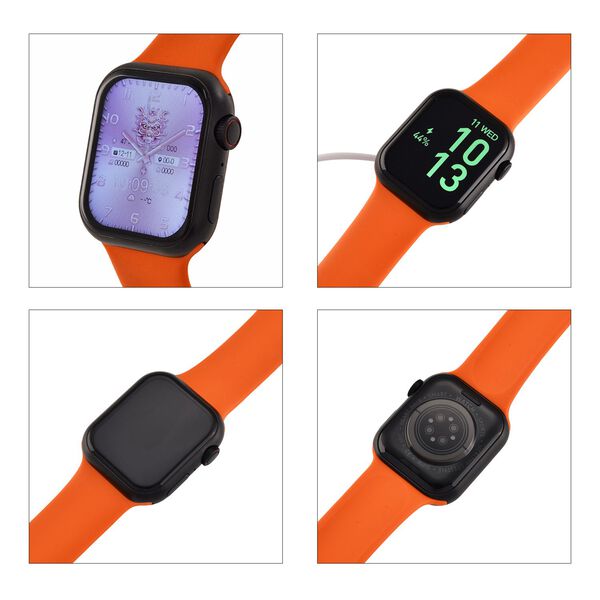 Smartwatch HW mini 2 1,75 Zoll Schwarz, Set mit 7 Wechselarmbändern inklusive kristallbesetztem Armband, IP67, Bluetooth 5.2, kabelloses Laden, Orange image number 7