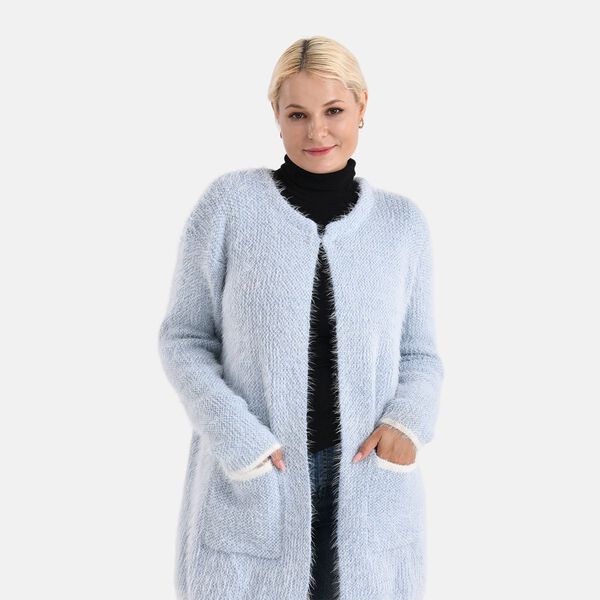 Trendiger Winter-Cardigan mit Taschen, One Size, Blau image number 5