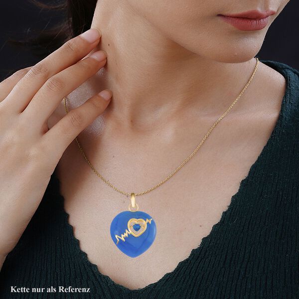 Blaue Jade, Miami Blau Welo Opal Anh&auml;nger 925 Silber Gelbgold Vermeil ca. 36,00 ct image number 3