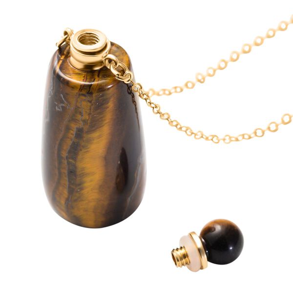 Gelbes Tigerauge Halskette, goldfarben 78.00 ct image number 3