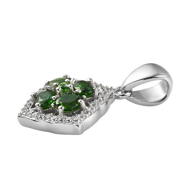 Nat&uuml;rlicher Chromdiopsid und Zirkon Anh&auml;nger 925 Silber platiniert ca. 0,85 ct image number 4