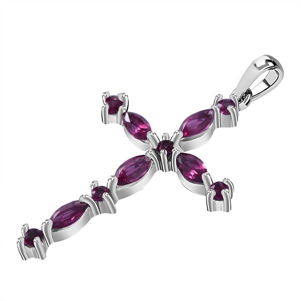 Rhodolith Granat Anh&auml;nger 925 Silber rhodiniert ca. 1.75 ct image number 2