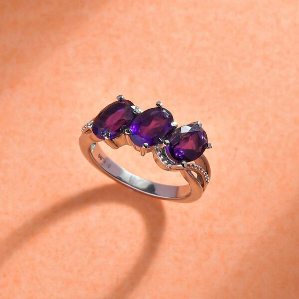 Afrikanischer Amethyst-Ring, (Gr&ouml;&szlig;e 21.00) Edelstahl, ca. 2,16 ct image number 2