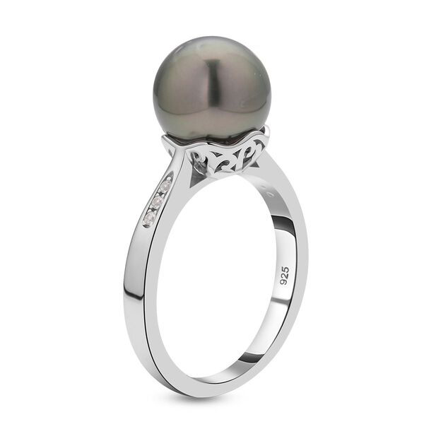 Tahiti Perle und Zirkon-Ring, 10-11mm image number 5