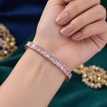 Wei&szlig;es Zirkonia-Armband in Ros&eacute;goldton, 18+2,5cm
