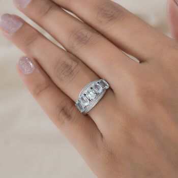 Himmelblauer Topas Ring 316L Edelstahl (Gr&ouml;&szlig;e 20.00) ca. 2.92 ct