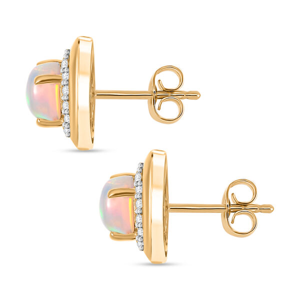 AA natürliche, äthiopische Welo Opal und Zirkon Ohrringe - 1,64 ct. image number 3