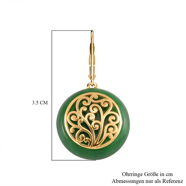 Grüne Jade Ohrringe 925 Silber Gelbgold Vermeil ca. 36.00 ct image number 6
