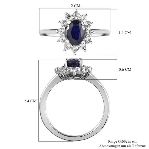 Masoala Saphir und wei&szlig;er Zirkon-Ring, (Fissure gef&uuml;llt), 925 Silber platiniert (Gr&ouml;&szlig;e 16.00) ca. 1.84 ct image number 7