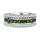 AAA Natürlicher Chromdiopsid, Weißer Zirkon Ring 925 Silber rhodiniert (Größe 16.00) ca. 1,69 ct