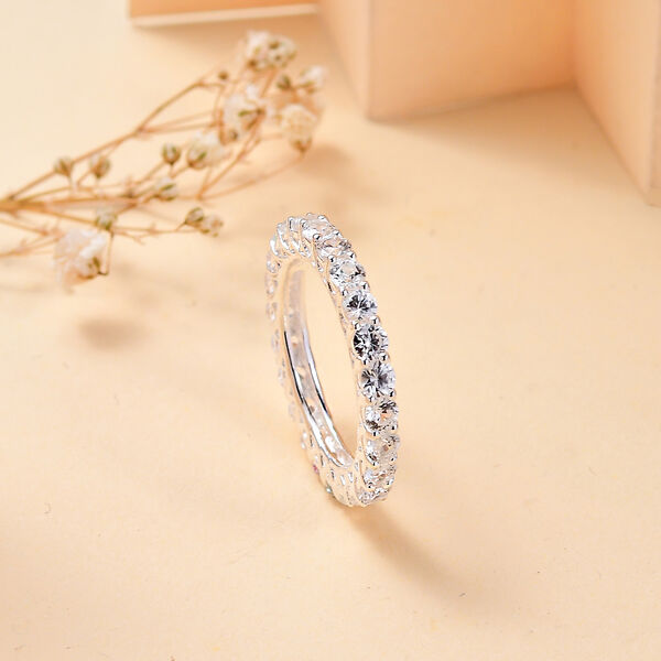 Wei&szlig;er Zirkon Ring 925 Silber (Gr&ouml;&szlig;e 19.00) ca. 5,25 ct image number 2