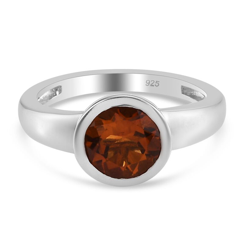 Madira Citrin Solitär Ring 925 Silber Platin-Überzug image number 0
