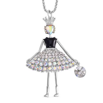 Ballerina-Halskette mit mehrfarbigem Kristall, emailliert - ca. 70 cm