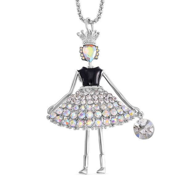 Emaillierte mehrfarbige Kristall-Halskette, 70+5 cm