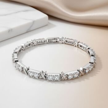 Designer Inspiriert - Wei&szlig;er Zirkonia Armband ca. 19 cm Nickelfreies Messing, Silberfarben