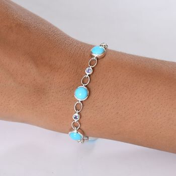 D'Joy AA Sleeping Beauty T&uuml;rkis, Tansanit Armband ca. 19 cm 925 Silber rhodiniert ca. 8,73 ct.