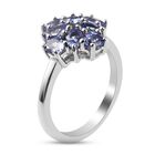 AA Tansanit Cluster Ring 925 Silber Platin-Überzug image number 3