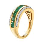 Kagem Sambischer Smaragd, Weißer Zirkon Ring, 925 Silber Gelbgold Vermeil (Größe 21.00) ca. 1.45 ct image number 4