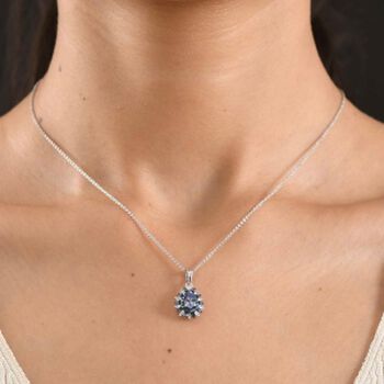 D'Joy Pfau Tansanit, blauer und wei&szlig;er Diamant Anh&auml;nger mit 50cm Kette - 0,83 ct.