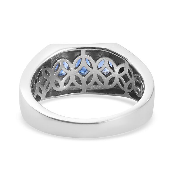 Kyanit und Zirkon Herren Ring 925 Silber Platin-Überzug image number 6