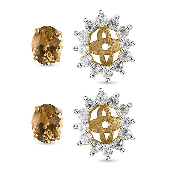AA Nat&uuml;rliche, goldene Tansanit und wei&szlig;e Zirkon-Ohrstecker- 1,23 ct. image number 4