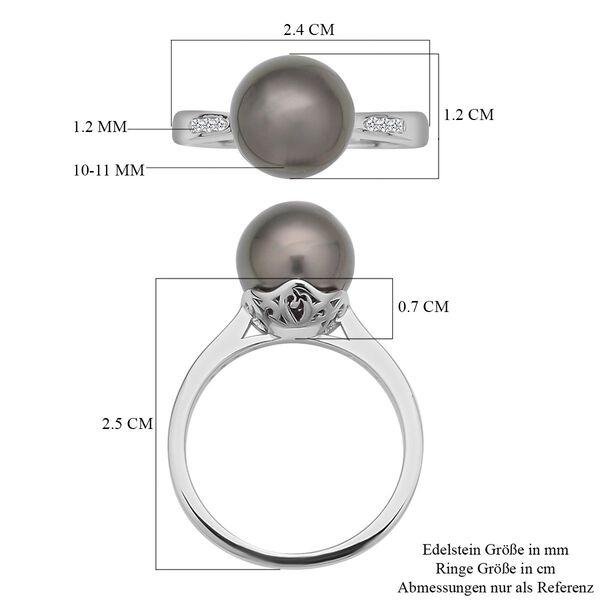Tahiti Perle und Zirkon-Ring, 10-11mm image number 7