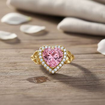 Rosa Zirkonia, Wei&szlig;er Zirkonia Ring Nickelfreies Messing vergoldet (Gr&ouml;&szlig;e 16.00)