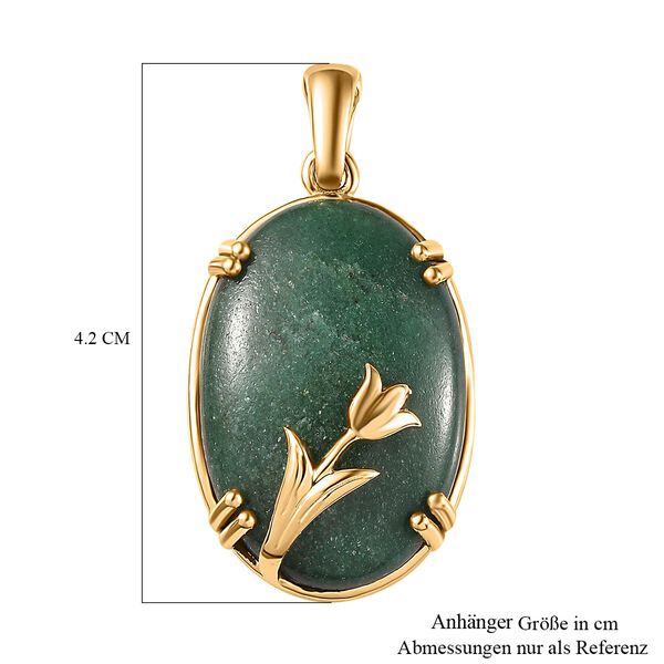 Gr&uuml;ner Aventurin Anh&auml;nger 925 Silber Gelbgold Vermeil ca. 35,78 ct. image number 6